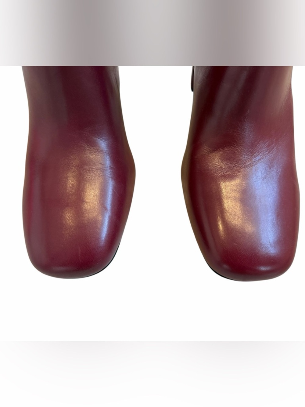 MARC FISHER JACINTA Leather Ankle Boots RED Burgundy Booties 3.5” Heel Size 7.5 - Picture 5 of 9